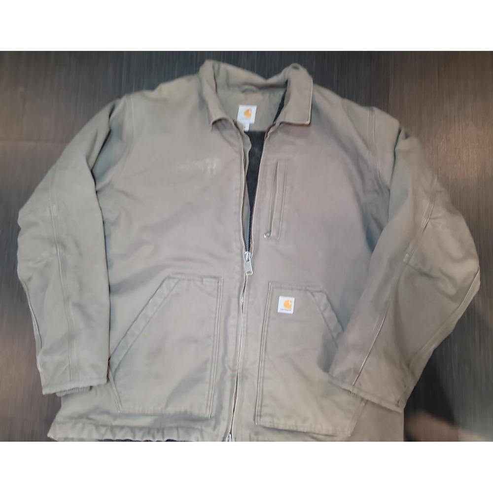 Y2K Carhartt Mens Loose fit washed Duck Sherpa Lined Dark Woods color XL 104293